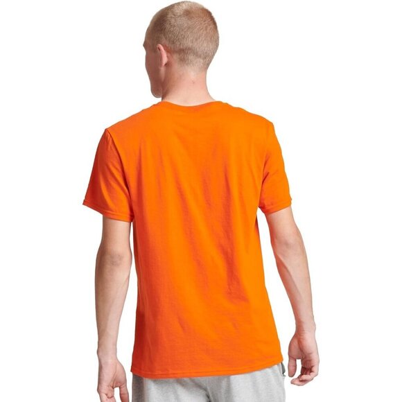 ✨Men's Orange Athletic Cotton Blend Short Sleeve Tees Wicking Protection Shirt - Picture 4 of 5